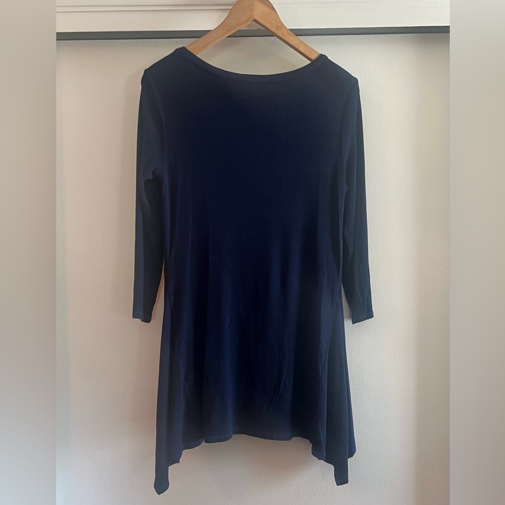 Michael Stars Wide Scoop Neck Sharkbite Hem Ribbed Tunic Top Flowy Boho Chic - Picture 6 of 6